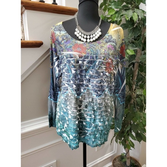 New Directions Women's Multicolor Polyester Long Sleeve Round Neck Top Size 1X - Picture 10 of 10